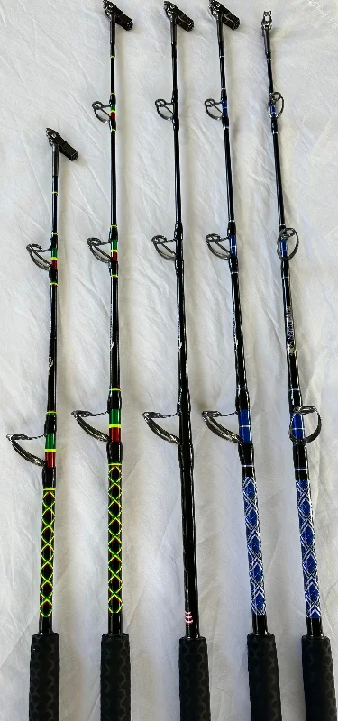 Fishing Rods for muddy swamps-Fishing Rods with Quick Stability-Fishing Rods for ruby head fairy wrasse-50 class Deep Drop #2 and #4 Butts 4 and 3 FUJI Guide Hybrid Flex Series 50-130 stubbie Rods with Swivel Tips and Roller Tips