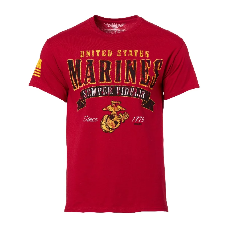 T-Shirt USMC Arched Semper Fi scarlet