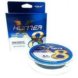 Fishing leaders for easy tying-FAS ABA HunnerX 8 Strand PE Coated Braided Line 164yds 8# 80lb. Grey Qty1