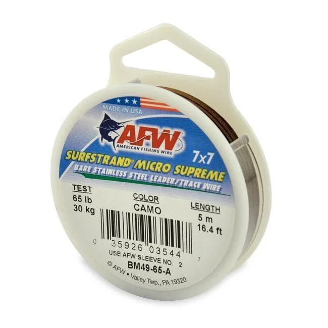 Fishing lines for bottom fishing-AFW Surfstrand 7X7 Bare Micro Supreme Test 65 Feet 16.4 Color Camo