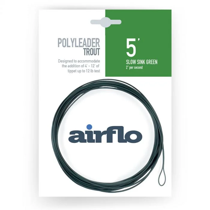 Fishing lines for boat fishing-Airflo Trout 5ft Slow Sink Green Poly Leader