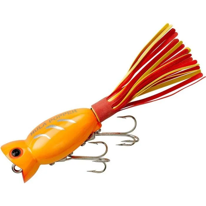 Fishing lures for ocean fishing-Fishing Lures for trophy fish-Arbogast Hula Popper 3/8 Oz 2" Yellow