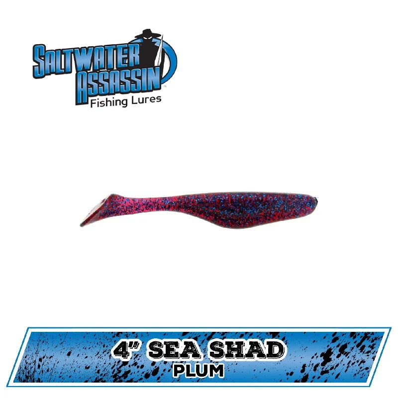 Fishing lures for legal catches-Fishing Lures with raw vibes-Bass Assassin Saltwater Shad 4" Plum Qty 10