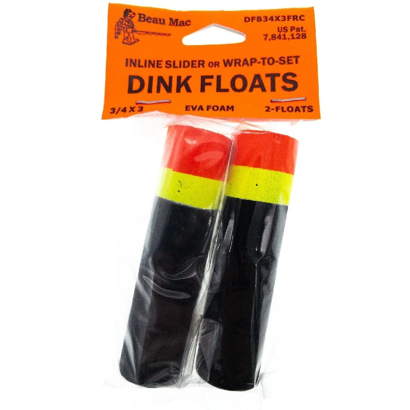 Fishing leaders for perch-Beau Mac Inline Slider Dink Floats Black Fluro Orange QTY 2