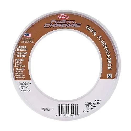 Fishing lines for surf fishing-Berkley ProSpec Chrome 100% Fluoro Saltwater Leader 25 lb. 100 Yds.