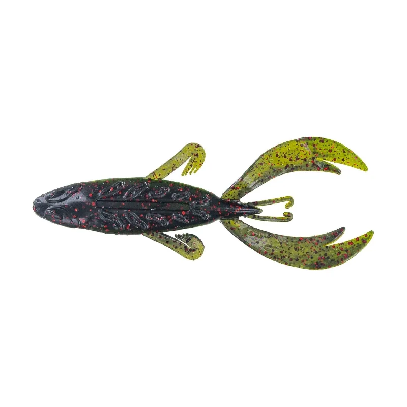 Fishing lures for traditional-Fishing Lures with panfish kits-Big Bite Baits Dean Rojas Fighting Frog 4" Black Neon/Watermelon Red Flake Qty 7