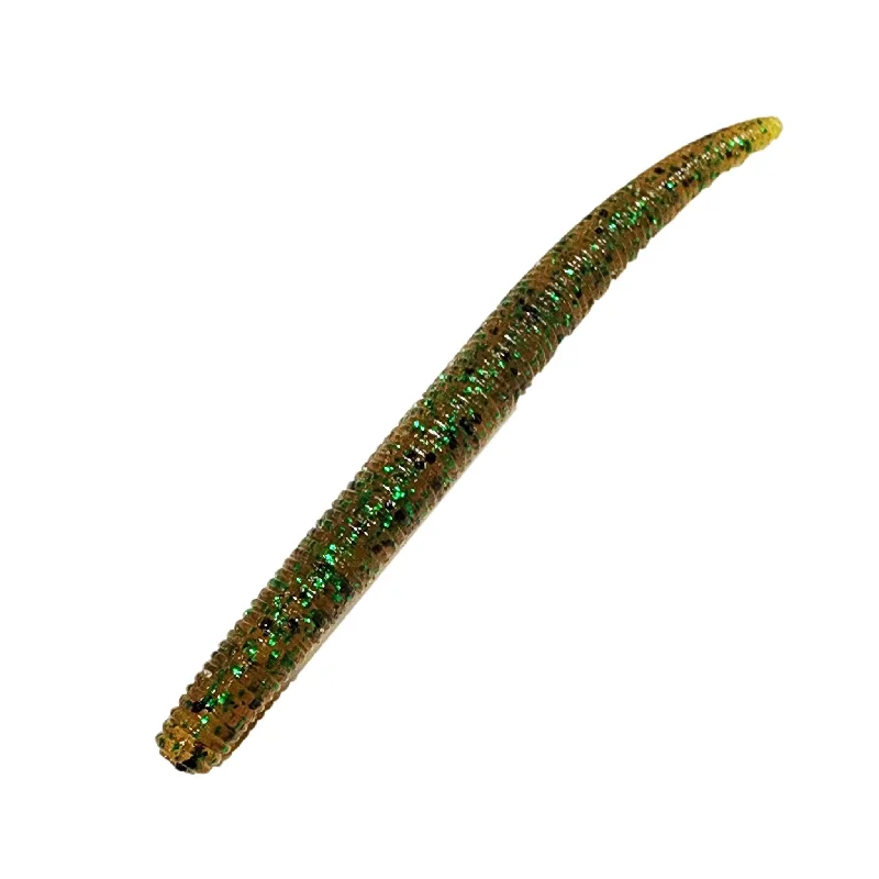 Fishing lures for muddy water-Fishing Lures with sleek profiles-Chompers Finesse Rig worm 4" Qty 15 Rootbeer Green Flake