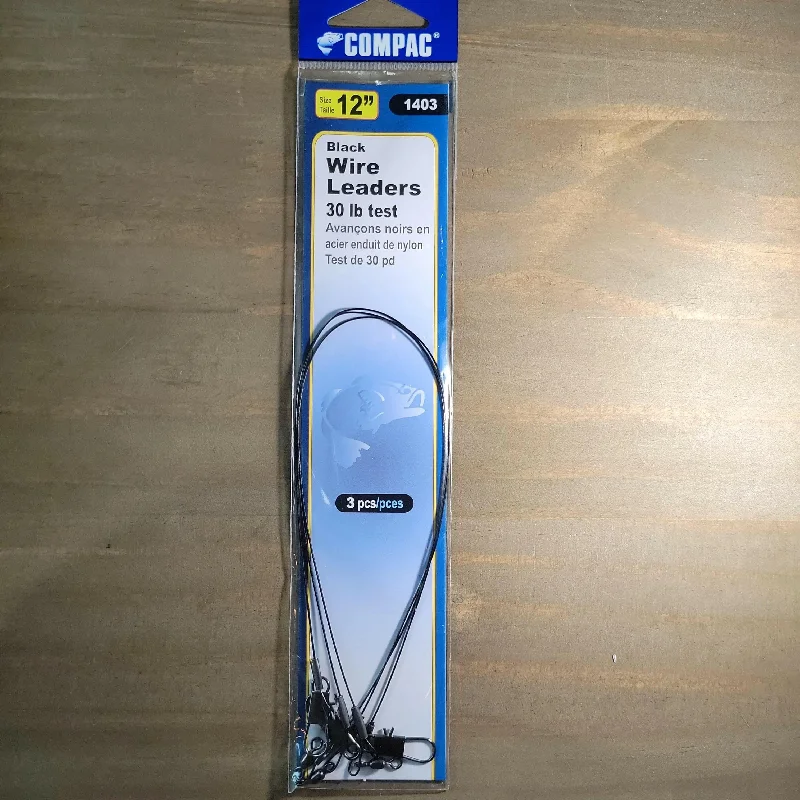 Fishing leaders for spillway fishing-COMPAC Wire Leaders Black 12" 3pack