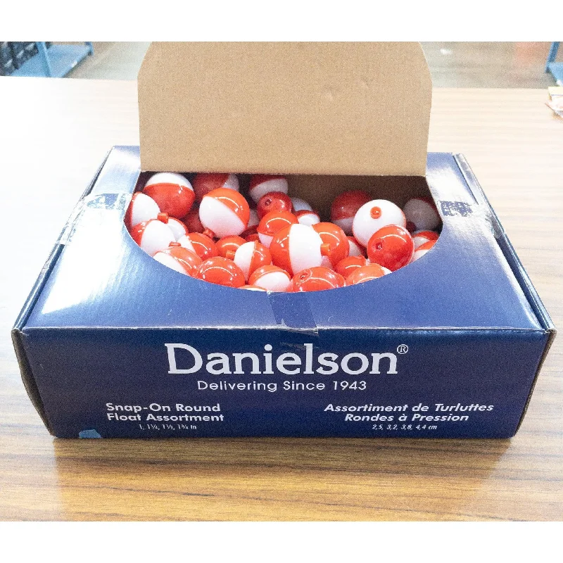 Fishing float & bobbers for tackle casting-Danielson Classic Snap On Round Float Assortment PDQ Red/White 156 Pieces