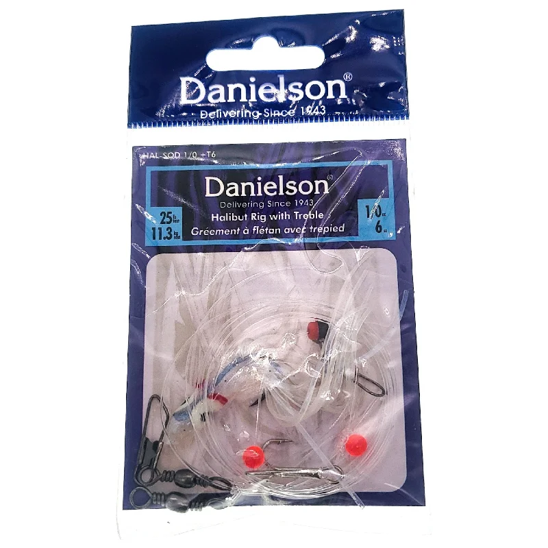 Fish hooks and rigs for fishing with snap-hook rigs-fish hooks and rigs for fishing in rocky terrain -Fish Hooks & Rigs guarantees-Danielson Halibut Rig W/ Treble Hook Size 1/0 25Lb Test