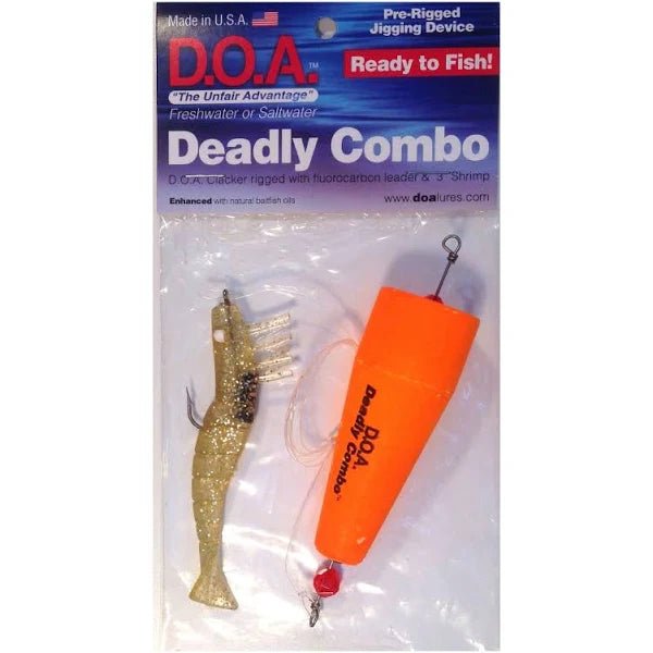 Fish hooks and rigs for fishing with high-pressure rigs-fish hooks and rigs for carp fishing -Fish Hooks & Rigs hook sets-DOA DEADLY COMBO POPPER CLACKER W/ 3" SHRIMP  Gold Glitter Qty1