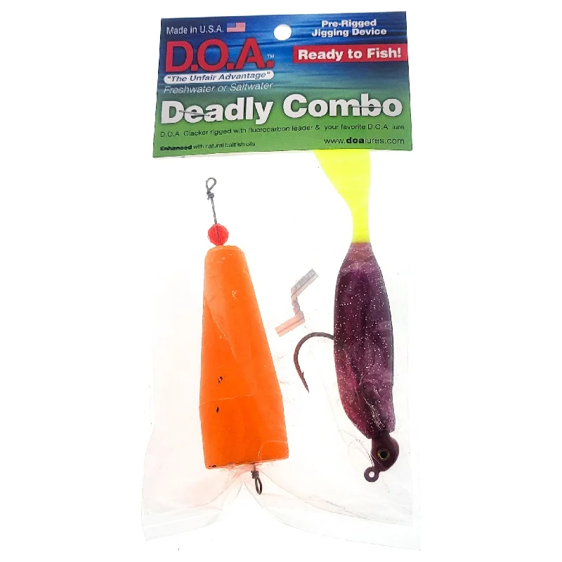 Fish hooks and rigs for fishing with artificial bait rigs-fish hooks and rigs for catching squid -Fish Hooks & Rigs black friday-DOA Deadly Combo Swimbait Purple/Chartreuse Tail