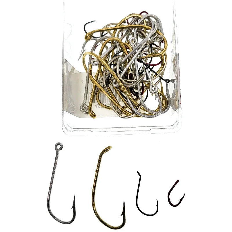 Fish hooks and rigs for fishing with eco-safe rigs-fish hooks and rigs for using squid as bait -Fish Hooks & Rigs siwash hooks-Eagle Claw Assorted Saltwater Hooks Qty 50