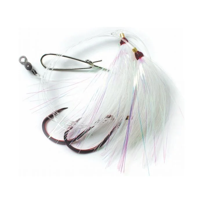 Fish hooks and rigs for fishing with ultimate rigging solutions-fish hooks and rigs for trolling with live baitfish -Fish Hooks & Rigs extra strong-Eagle Claw Lazer Sharp Bucktail Cod Rig 48" Size 8/0