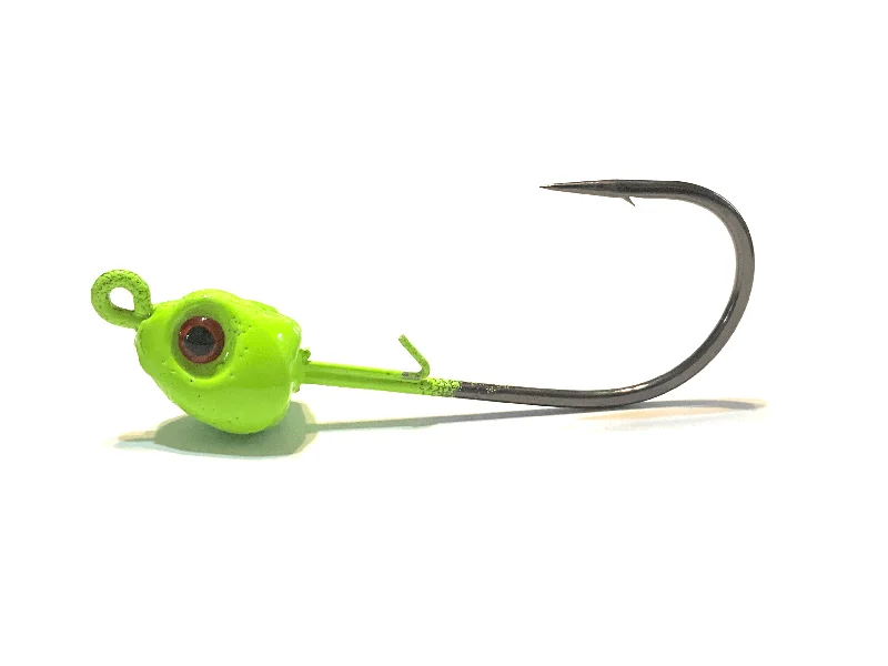 Fish hooks and rigs for fishing with braided rigs-fish hooks and rigs for catching baitfish -Fish Hooks & Rigs phone support-Green Chartreuse J-Slammer Saltwater Jig Heads 3pk