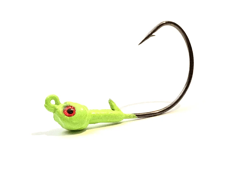 Fish hooks and rigs for fishing with ideal rigs-best fishing hooks and rigs for blue marlin -Fish Hooks & Rigs rig rebates-Green Chartreuse Kahle Hook Live Bait Jig Heads 3pk