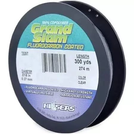 Fluorocarbon vs monofilament lines-Hi Seas Grand Slam Fluorocarbon Coated Fishing Line 300 Yds Clear