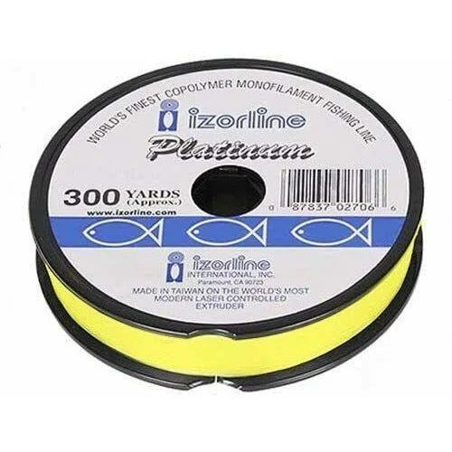 Fishing lines for deep sea-Izorline Platinum Co-Polymer Monofilament 300 Yards Hi-Vis Yellow