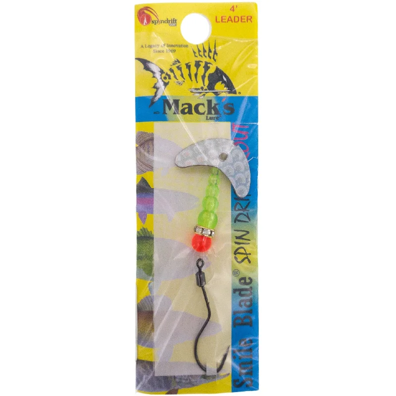 Fish hooks and rigs for fishing with deep-sea rigs-fish hooks and rigs for catching flounder -Fish Hooks & Rigs upgrades-Mack's Lure Smile Blade Spindrift Trout Spinner #2 Hook Silver Scale/Chartreuse/Orange