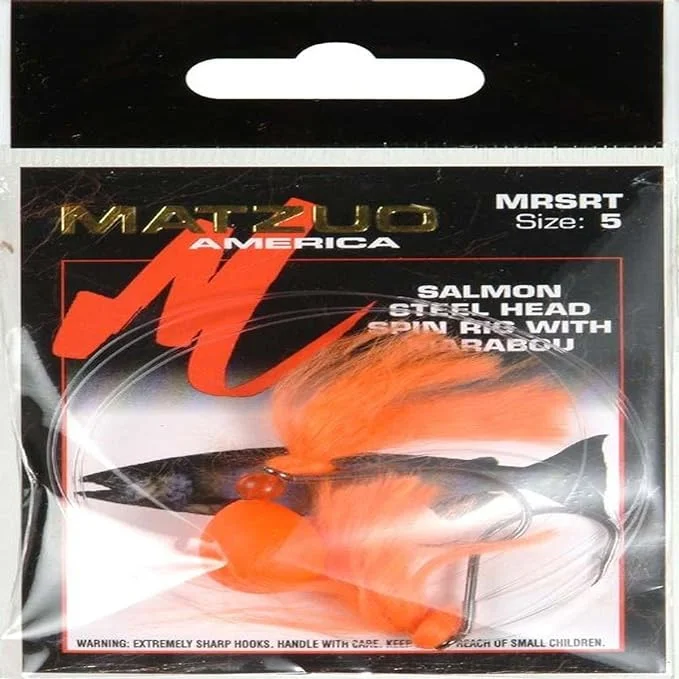 Fish hooks and rigs for fishing with bait holders-fish hooks and rigs for wading in rivers -Fish Hooks & Rigs classifieds-Matzuo Salmon Steel Head Spin Rig W/ Marabou Size 5 Orange