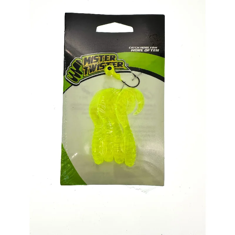 Fishing lures for tuna-Fishing Lures for winter seasons-Mister Twister Meeny Jig Combo 3" Curly Tails w 1/8 oz Jig