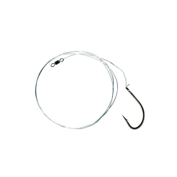 Fish hooks and rigs for fishing with effective rigs-fish hooks and rigs for sea bass -Fish Hooks & Rigs hook rebates-Mustad Live Bait O'Shaughnessy Fluorocarbon Leader 18" Size 4/0 Qty 3