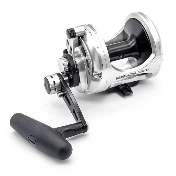 Fishing reels for salmon fishing-Lightweight fishing reels for boats-Okuma Makaira Sea 30-size 2-Speed Lever Drag Reel Silver