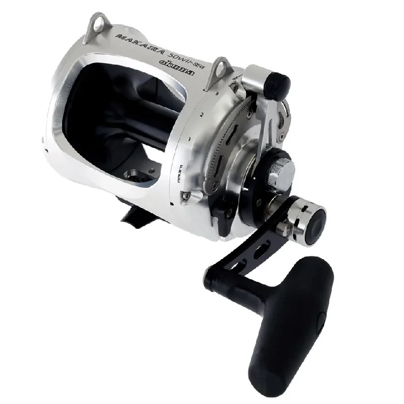 Fishing reels with double handle-Best fishing reels with lightweight design-Okuma Makaira Sea 50-size 2-Speed Lever Drag Reel Silver