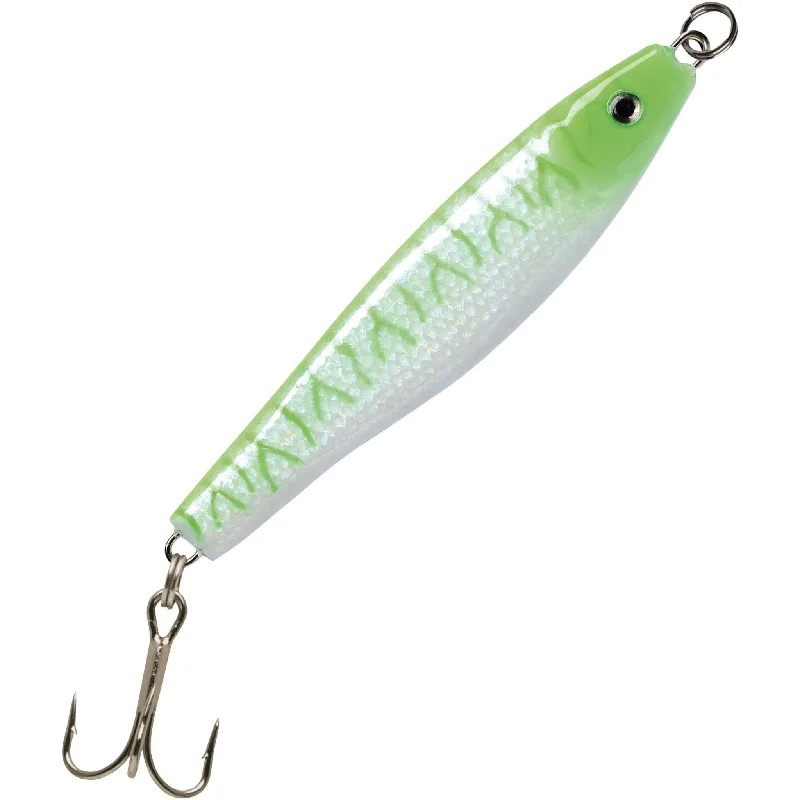 Fishing lines for shallow holes-P-Line Halibut Drop Jig 11 Oz Glow Green Tiger