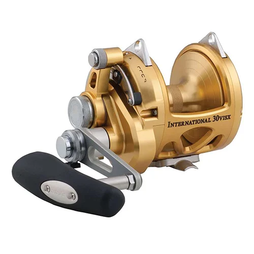 Fishing reels with line guide-Cheap fishing reels with smooth casting-Penn INT30VISX International Lever Drag Conventional 2-Speed Reel 30 sz