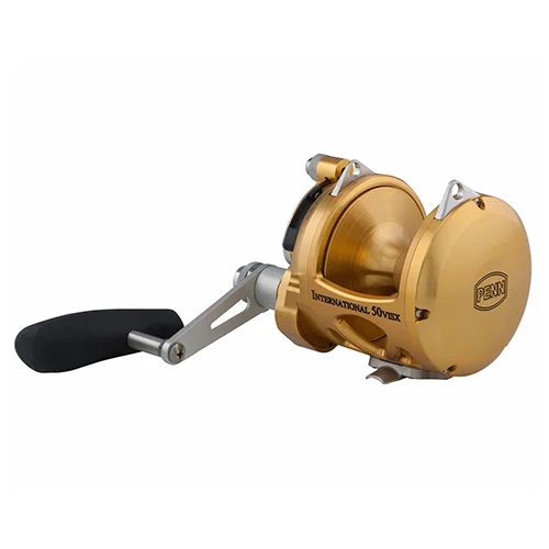 Fishing reels with quick release-How to use fishing reels gear-Penn INT50VISX International Lever Drag Conventional 2-Speed Reel 50 sz