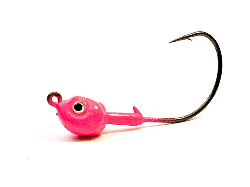 Fish hooks and rigs for fishing with professional-grade rigs-fish hooks and rigs with fishing reel attachments -Fish Hooks & Rigs offset hooks-Pink Kahle Hook Live Bait Jig Heads 3pk