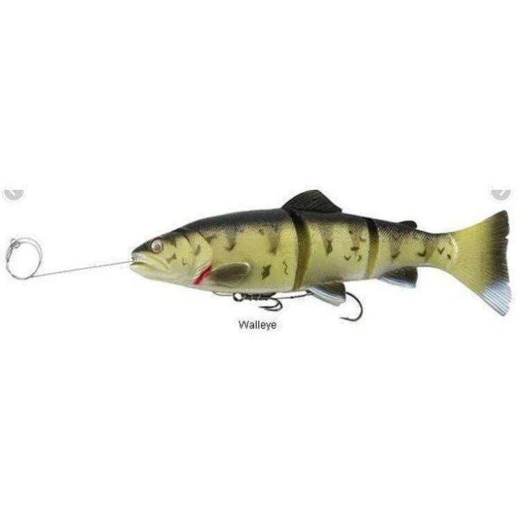 Fishing leaders for kids fishing-Savage Gear Pre-Rigged 3D Line Thru Trout Segmented Swimbait MS 8" 3-1/3 Oz Walleye