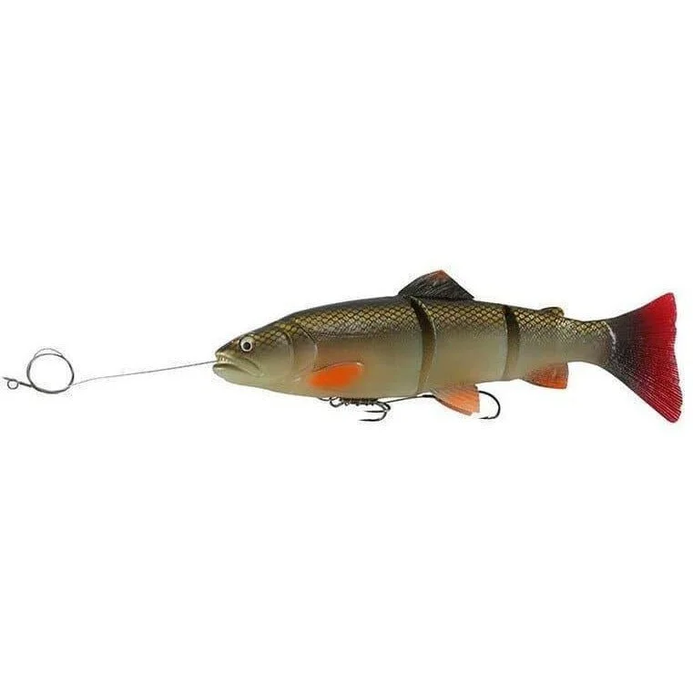 Fishing leaders for ice anglers-Savage Gear Pre-Rigged 3D Line Thru Trout Segmented Swimbait SS 8" 3-1/3 Oz Red Horse Sucker