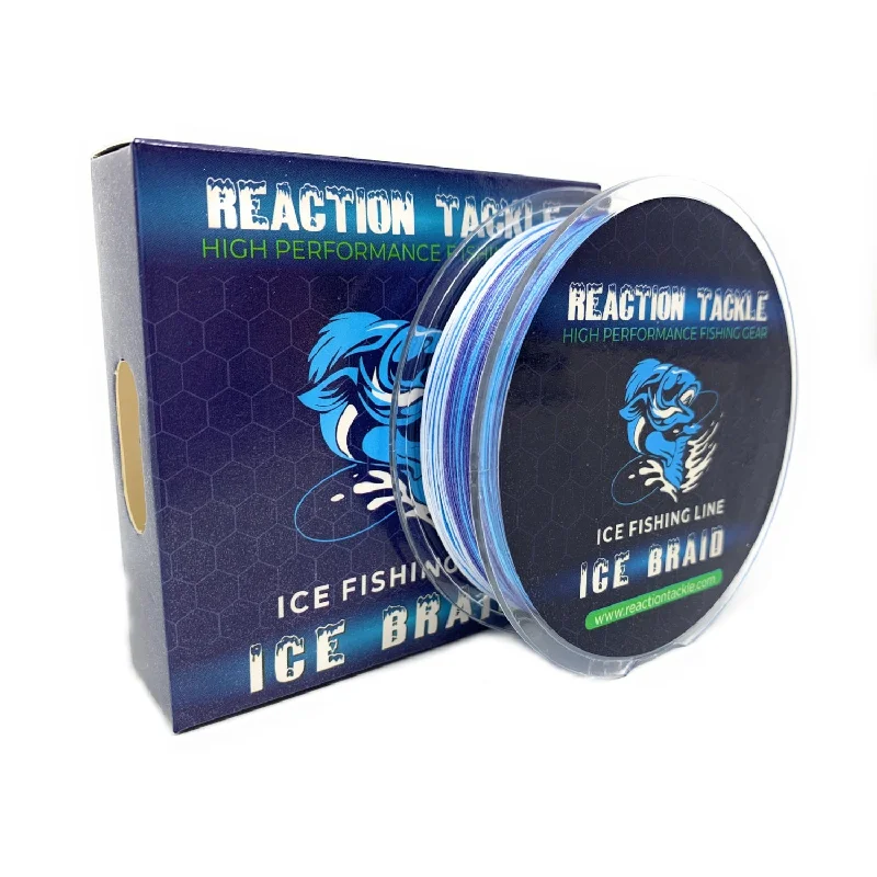 Fishing lines for tight loops-Reaction Tackle Ice Fishing Braided line - Abrasion Resistant 8 Strand Ice Braid