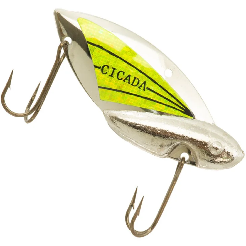 Fishing lures for swimbaits-Fishing Lures with vented bodies-Reef Runner Cicada Blade Lure 1/4 oz. Nickel Chartreuse