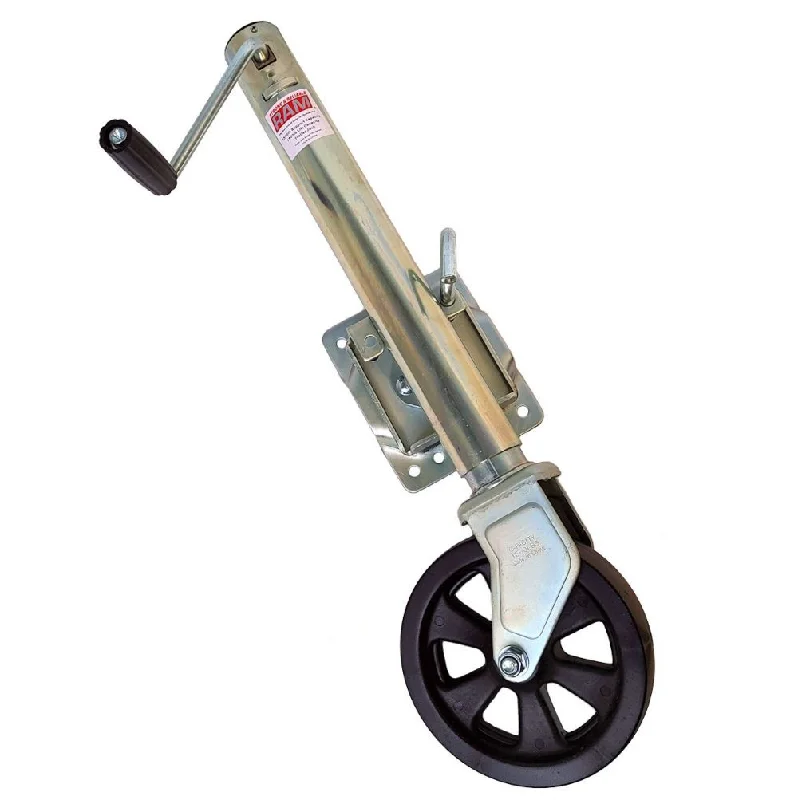 Round Swivel Marine Jack w/ Wheel - Bolt On - Zinc - Sidewind - 11" Travel - 1,500 lbs