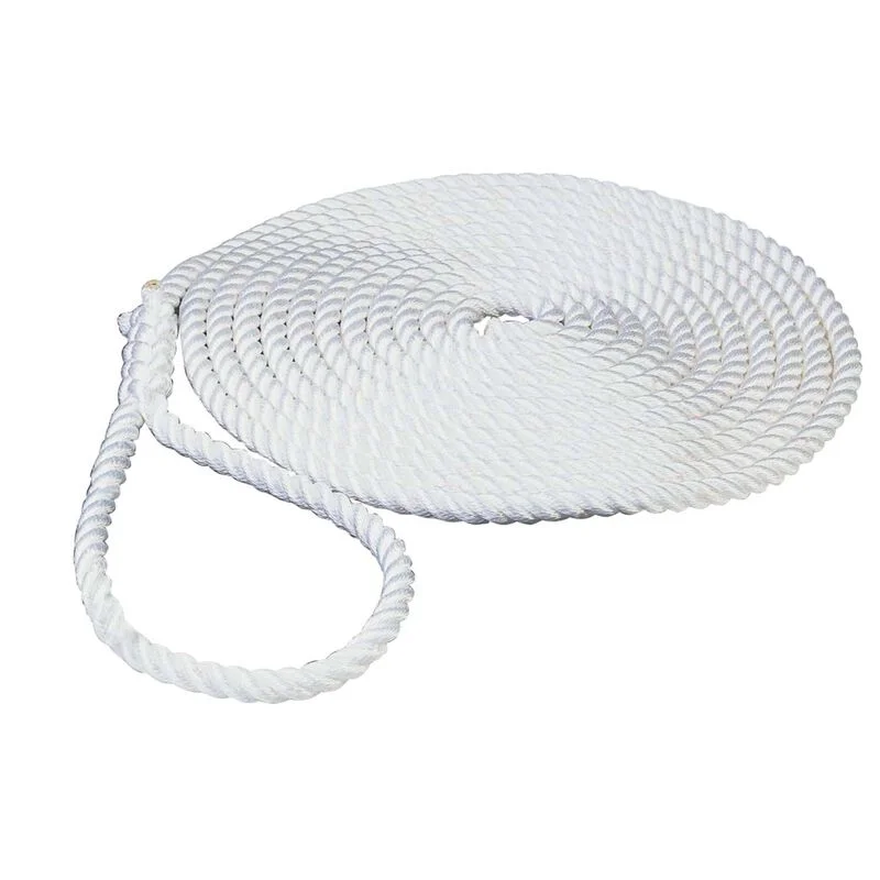 Fishing leaders for striped bass-Shoreline Marine Dock Line Nylon 3-Strand White