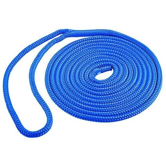 Fishing leaders for pole fishing-Shoreline Marine Dock Line Nylon Double Braided  3/8" X 15' Blue