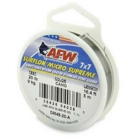 Fishing lines for topwater lures-AFW Surflon Micro Supreme 7X7 Knottable Test 20 Feet 16.4 Color Camo