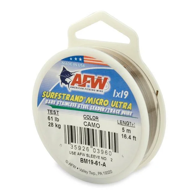 Fishing leaders for cod-AFW Surfstrand 1X19 Bare Micro Ultra Test 61 Feet 16.4 Color Camo