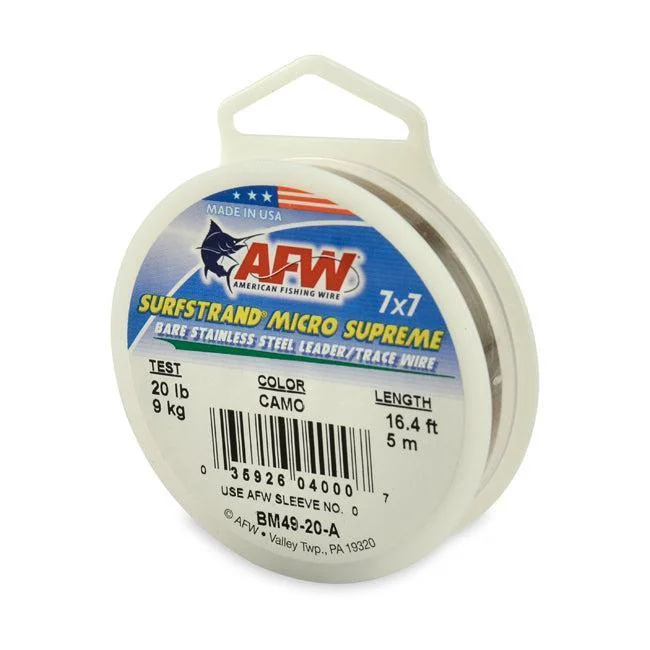 Fishing lines for windy days-AFW Surfstrand 7X7 Bare Micro Supreme Test 20 Feet 16.4 Color Camo