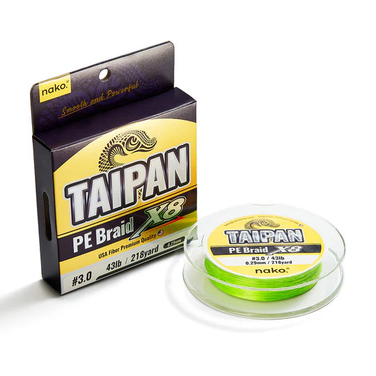 Fishing leaders for lagoon fishing-TAIPAN Super Long Cast PE Braided Fishing Line X8 | Flash Green 218 yard