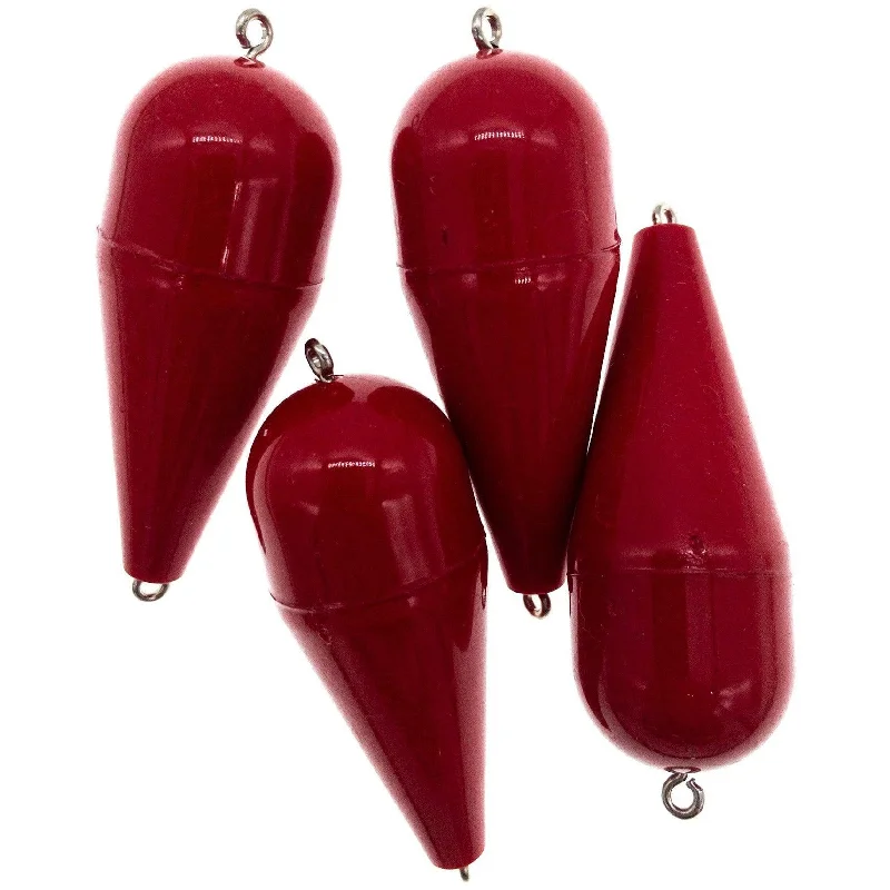 Fishing float & bobbers with easy attachment design-Tough Plastic Casting Torpedo Float 1/4 oz. 2-1/2" Red (Bulk) 4 Pack