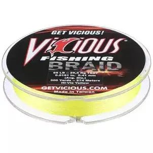 Fishing lines for drop shot-Vicious Fishing Braid Hi-Vis Yellow 10lb test 150 yards