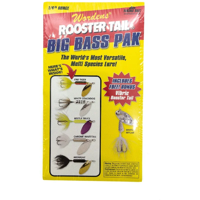 Fishing Net for Ecosystem Balance-Fishing tackle boxes for fly fishing adventures-Wordens Rooster Tail Big Bass Pack 6 Pack w Plano Box 1/4 oz.