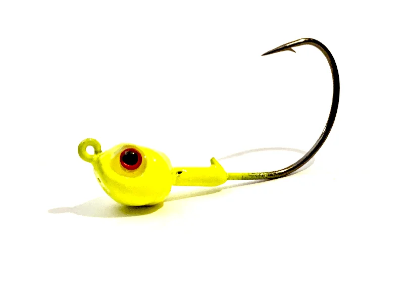 Fish hooks and rigs for fishing with high-impact rigs-fish hooks and rigs for slow drift fishing -Fish Hooks & Rigs jig hooks-Yellow Chartreuse Kahle Hook Live Bait Jig Heads 3pk