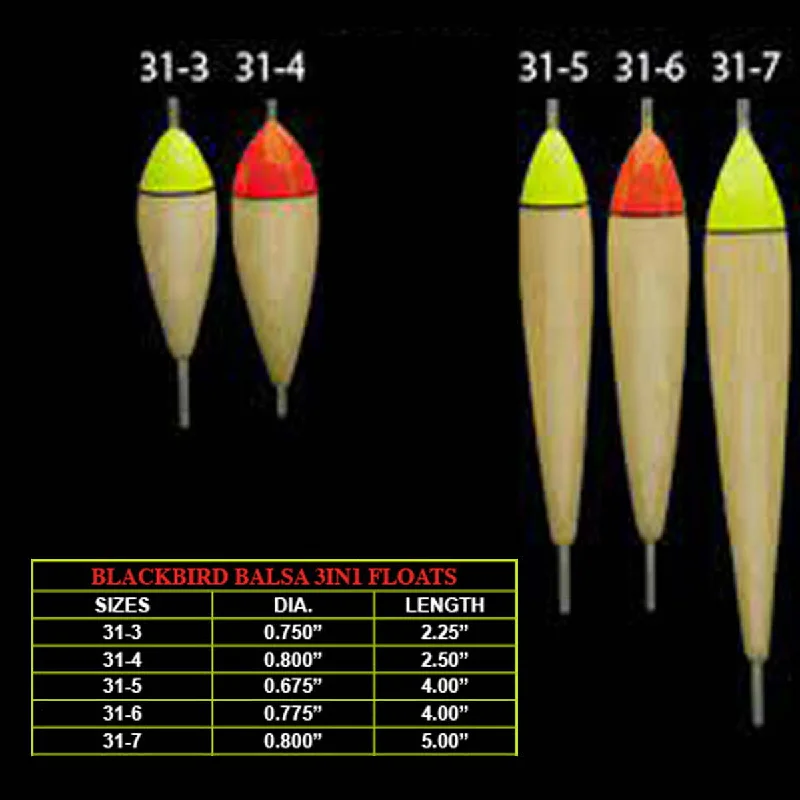 Fishing float & bobbers for barracuda fishing-Redwing Tackle Blackbird Balsa 3-in-1 Steelhead System Floats