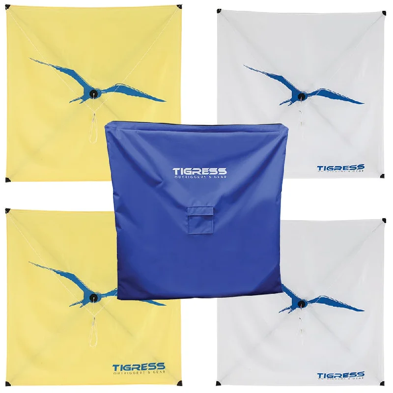 Fishing bags for crappie-Tigress Kite Kit - 2-All Purpose Yellow, 2-Specialty White & Storage Bag